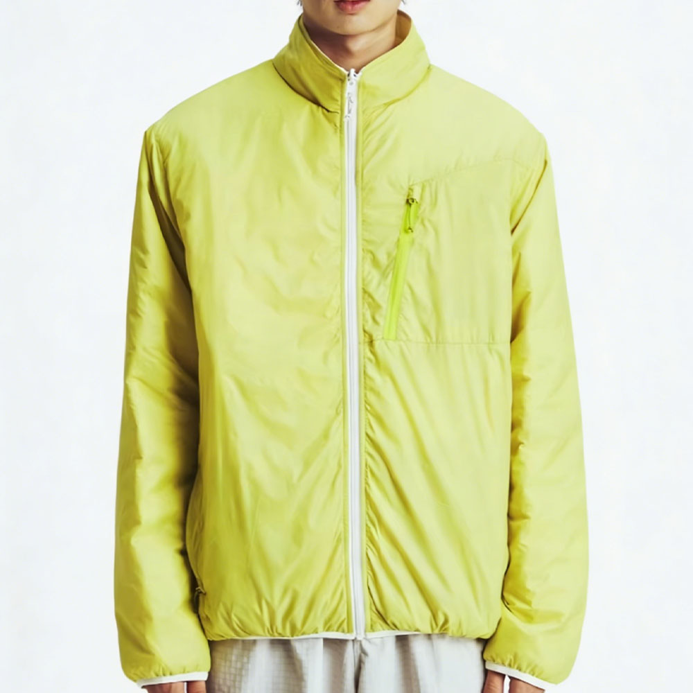 XH-Fashion Men's Lightweight Lemon Yellow Packable Windbreaker - Water-Resistant Stand Collar Outdoor Jacket for Hiking & Daily Wear