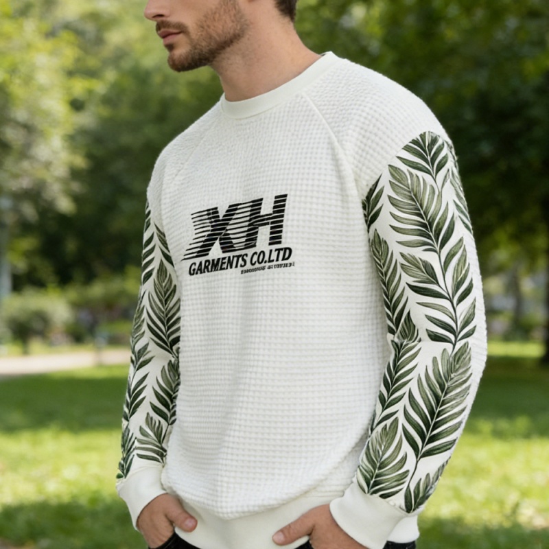 XH-Fashion Customizable Distressed Cotton Tee - Edgy Streetwear Style Pure Cotton Long Sleeve Sweatshirt for Comfort and Style Custom Tracksuit Supplier Manufacturer