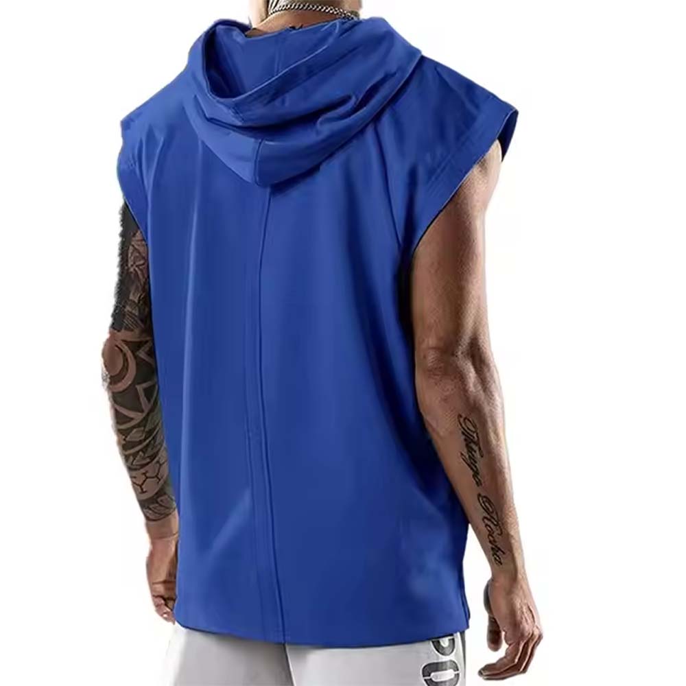 XH-Fashion Custom Logo Sleeveless Hoodie for Men, Personalized Hooded Tank Top, Multi-Color Customizable Gym Workout Sleeveless Hoodie-product