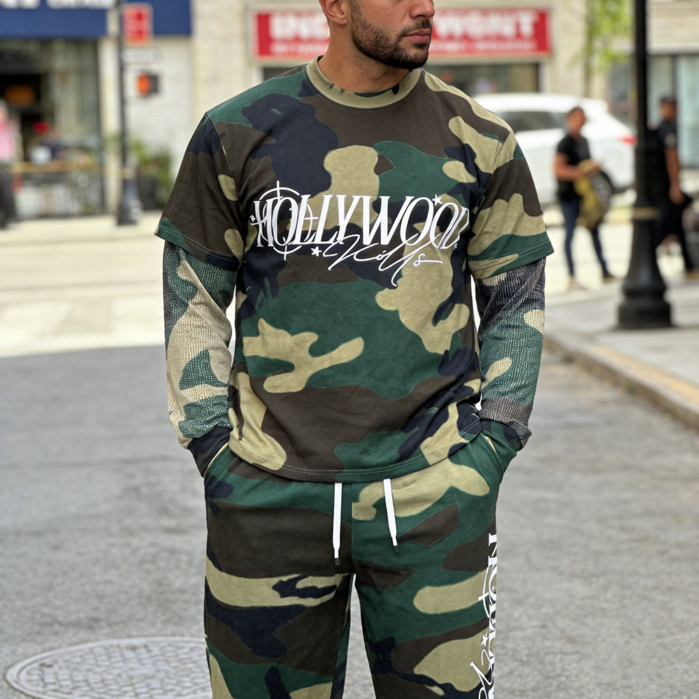 Street Style Men's Printed Hoodie Hoodie And Sweatpants Set Men Tracksuit Manufacturer