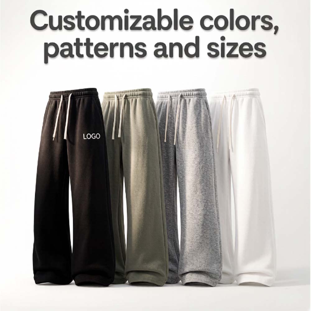 XH-Fashion Custom Logo Wide Leg Sweatpants, Personalized Drawstring Baggy Casual Pants for Men & Women, Customizable Colors, Patterns & Sizes