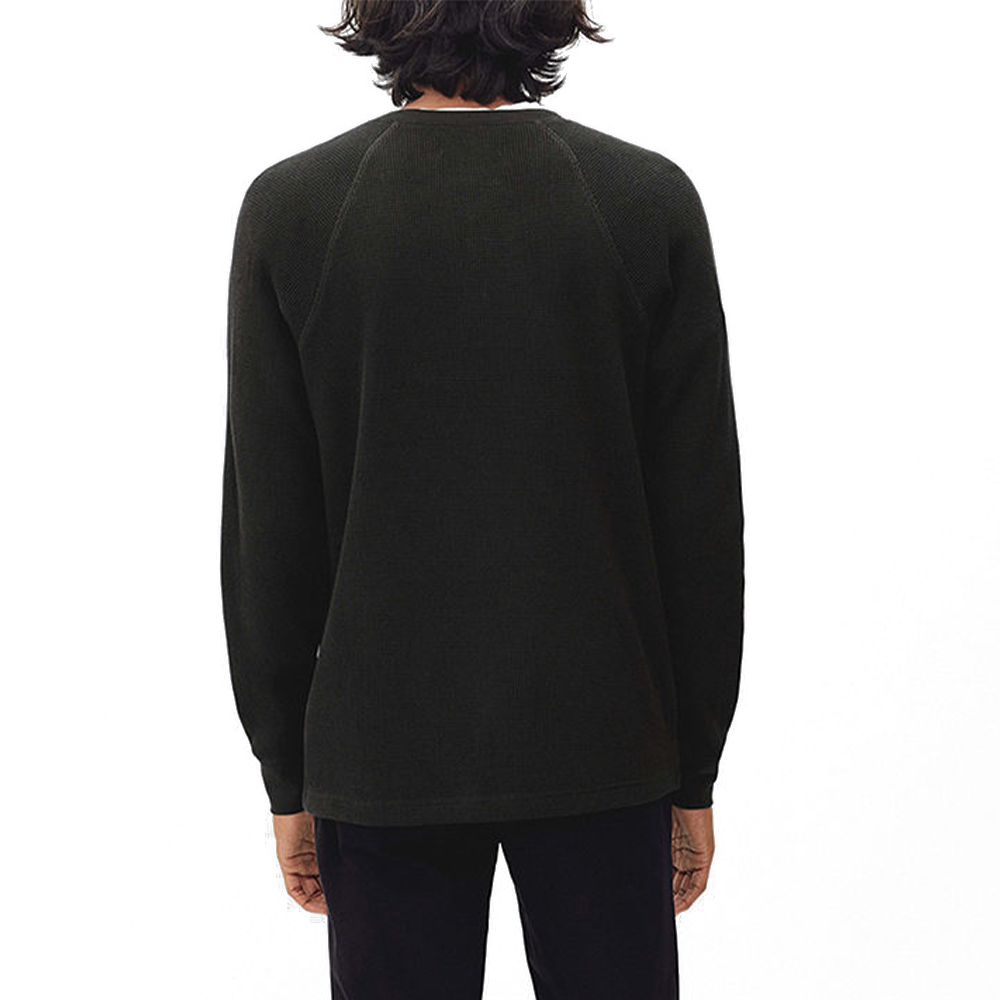 XH-Fashion Japanese Style Vintage Waffle Henley Long Sleeve T-Shirt-product