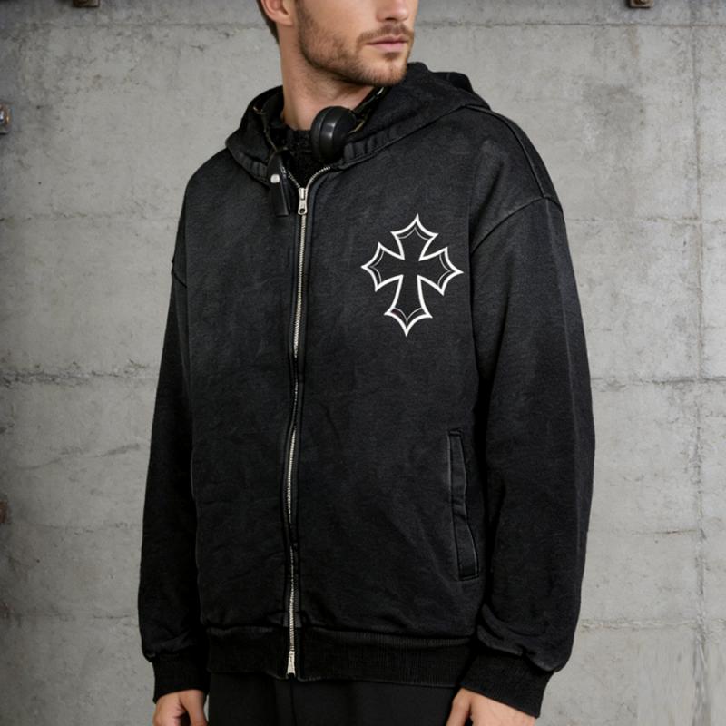 XH-Fashion Customizable Distressed Cotton Hoodie - Edgy Streetwear Style-product