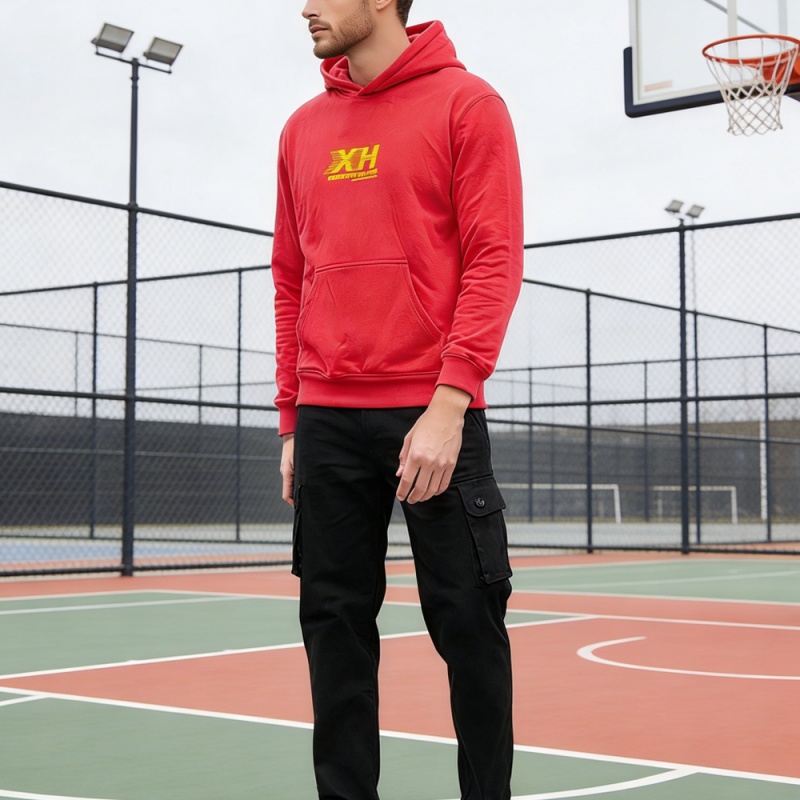XH-Fashion Customizable Distressed Cotton Hoodie - Edgy Streetwear Style Street Style Men's Printed Hoodie Hoodie And Sweatpants Set Men Tracksuit Manufacturer-product