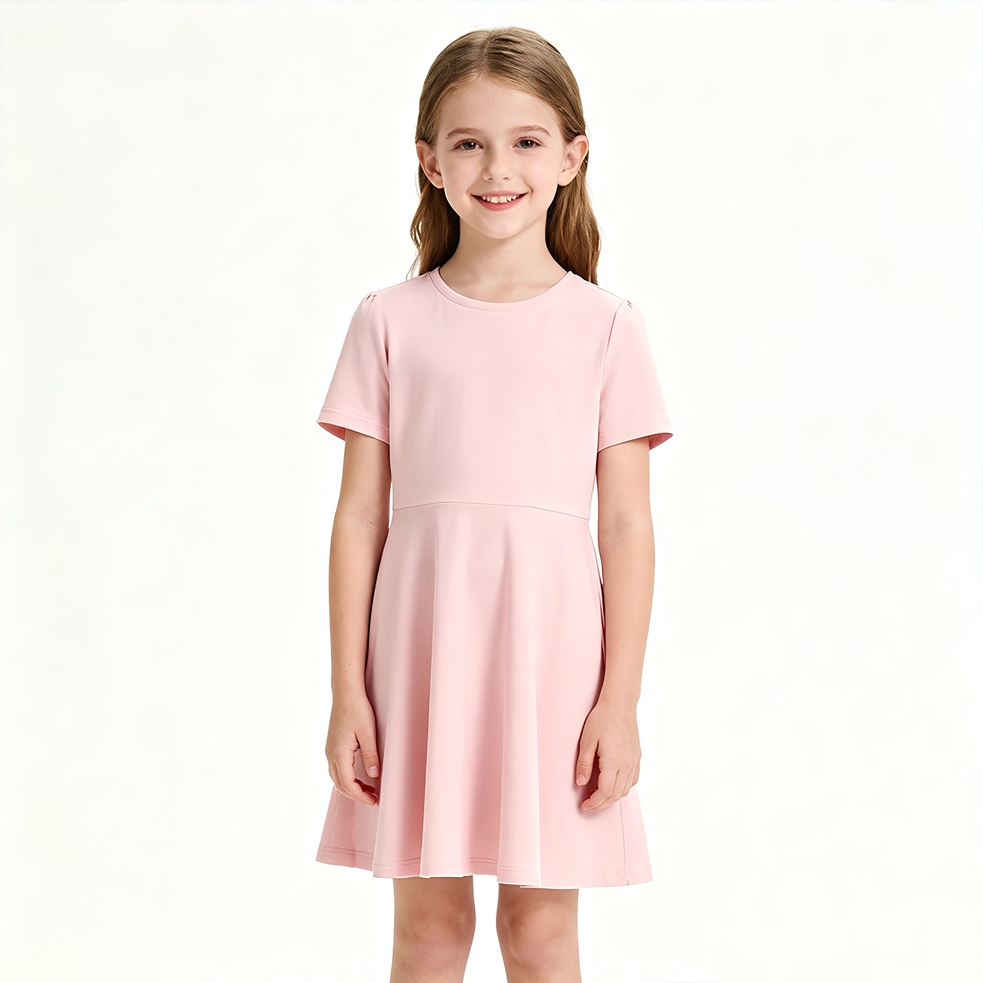 XH-Fashion Customizable Short Sleeve O Neck Sweet Dress for Girls