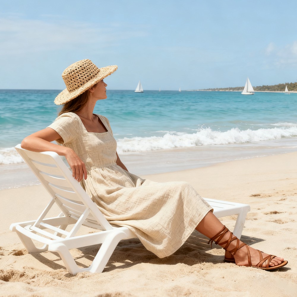 XH-Fashion OEM Women's Square Neck Linen Summer Midi Dress-product