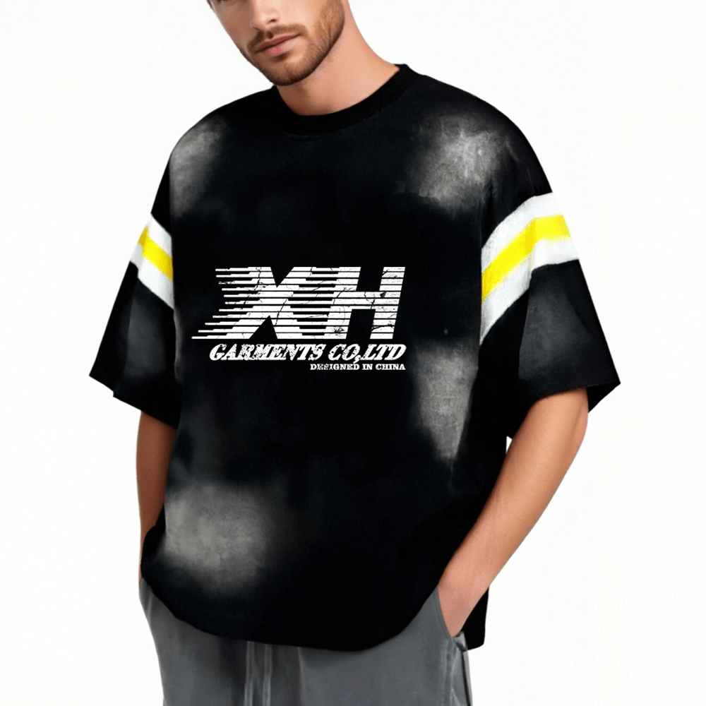 XH-Fashion Customize Men Contrast Color Round Neck T-shirt-1